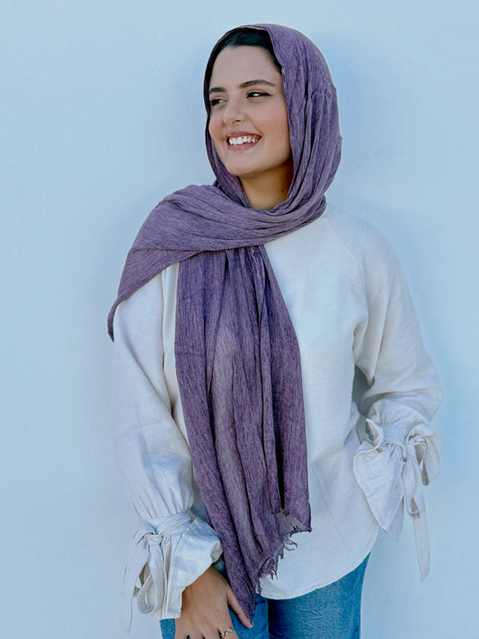 Ruffled Cotton Scarf- Purple